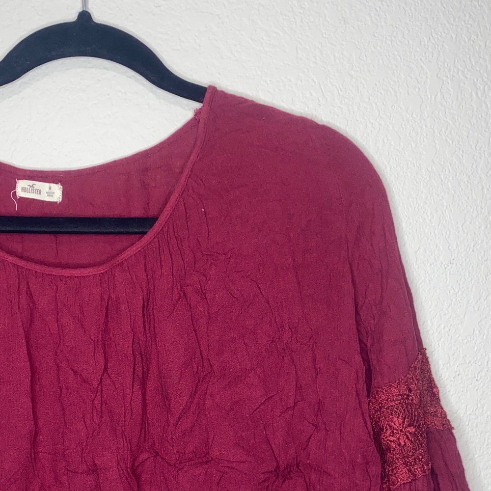 ✨Boho Maroon Long sleeved top with lace detail! - Picture 2 of 9